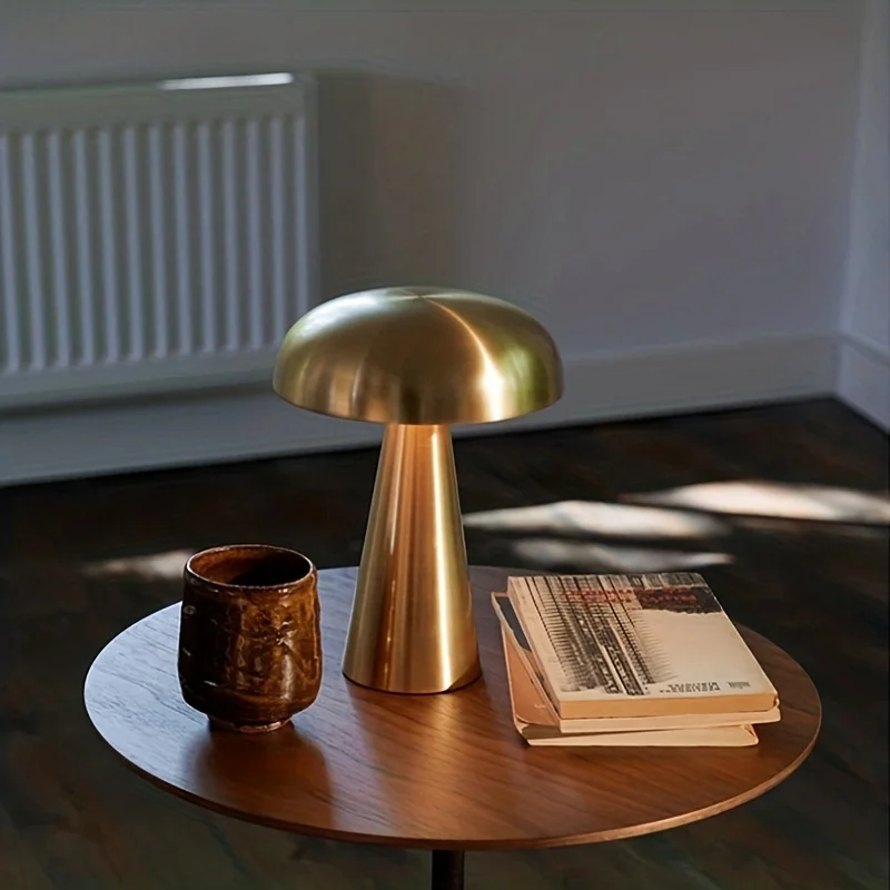 Настольная лампа с грибами, 3 цвета, Регулируемая Яркость, Беспроводная лампа, Перезаряжаемый Ночник с грибным декором, Прикроватная лампа, Сенсорная лампа0
