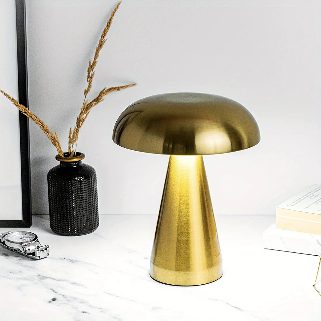 Настольная лампа с грибами, 3 цвета, Регулируемая Яркость, Беспроводная лампа, Перезаряжаемый Ночник с грибным декором, Прикроватная лампа, Сенсорная лампа3