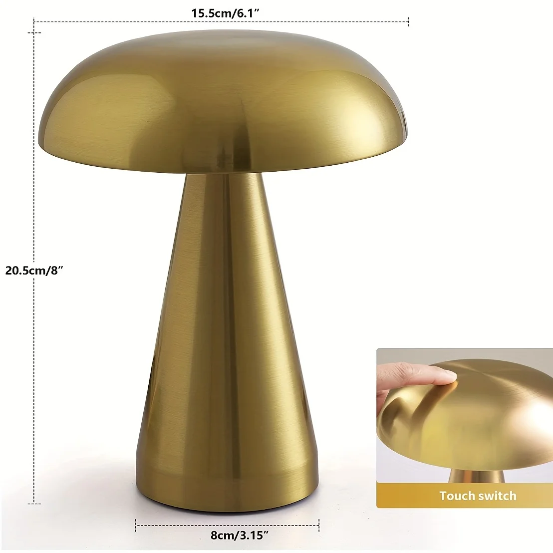 Настольная лампа с грибами, 3 цвета, Регулируемая Яркость, Беспроводная лампа, Перезаряжаемый Ночник с грибным декором, Прикроватная лампа, Сенсорная лампа4