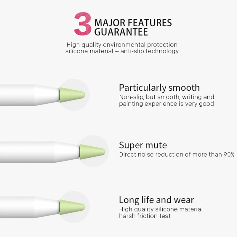 Чехол для кончика карандаша Apple Pencil 2-го и 1-го поколения, силиконовый чехол для беззвучного пера, чехол для карандаша, защитная пленка для экрана, микс4