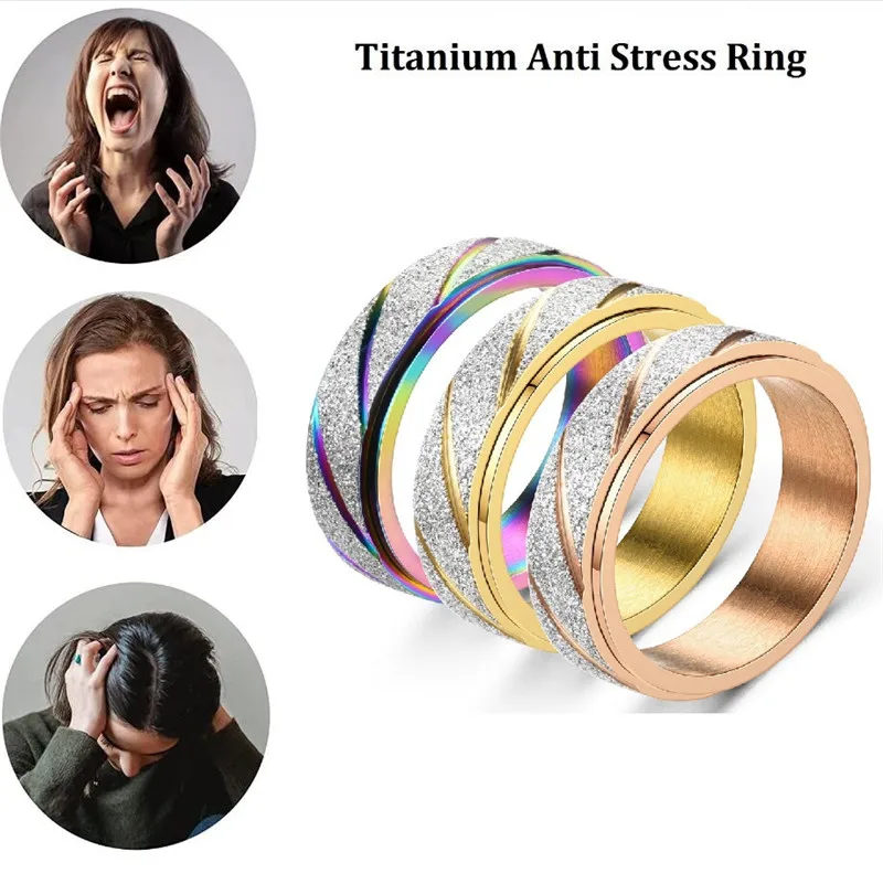 Трендовое многоцветное тревожное кольцо, кольца-спиннеры для женщин и мужчин, Вращающиеся аксессуары для снятия стресса из нержавеющей стали, Ювелирные изделия в подарок2