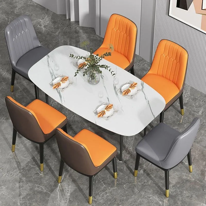 Роскошные и простые обеденные столы и стулья в скандинавском стиле, бытовая металлическая кожаная мягкая сумка, кресло для отдыха, стул для взрослых, столовая в отеле3