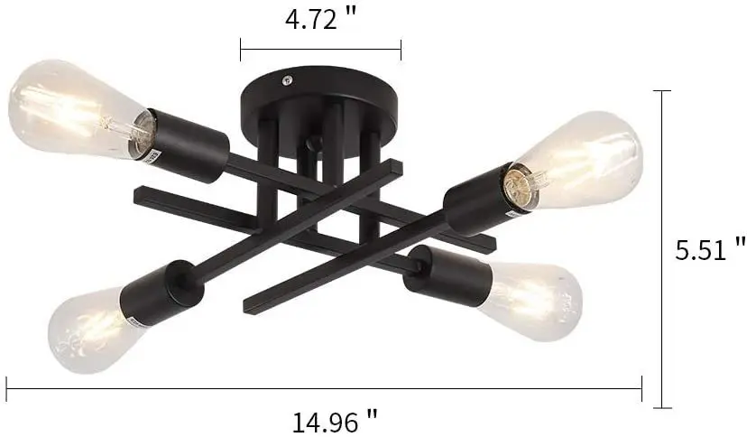 Потолочные светильники с 4 головками для монтажа заподлицо, светодиодная промышленная Люстра, Металлическая подвесная лампа для кухни, столовой, спальни1