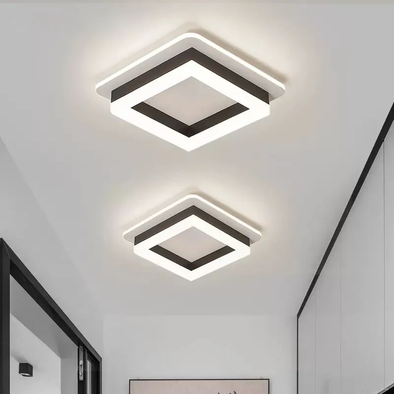 Современный светодиодный потолочный светильник Минималистичный Золотой квадрат Лампа для спальни Гостиной офиса кабинета столовой Освещение Люстры2