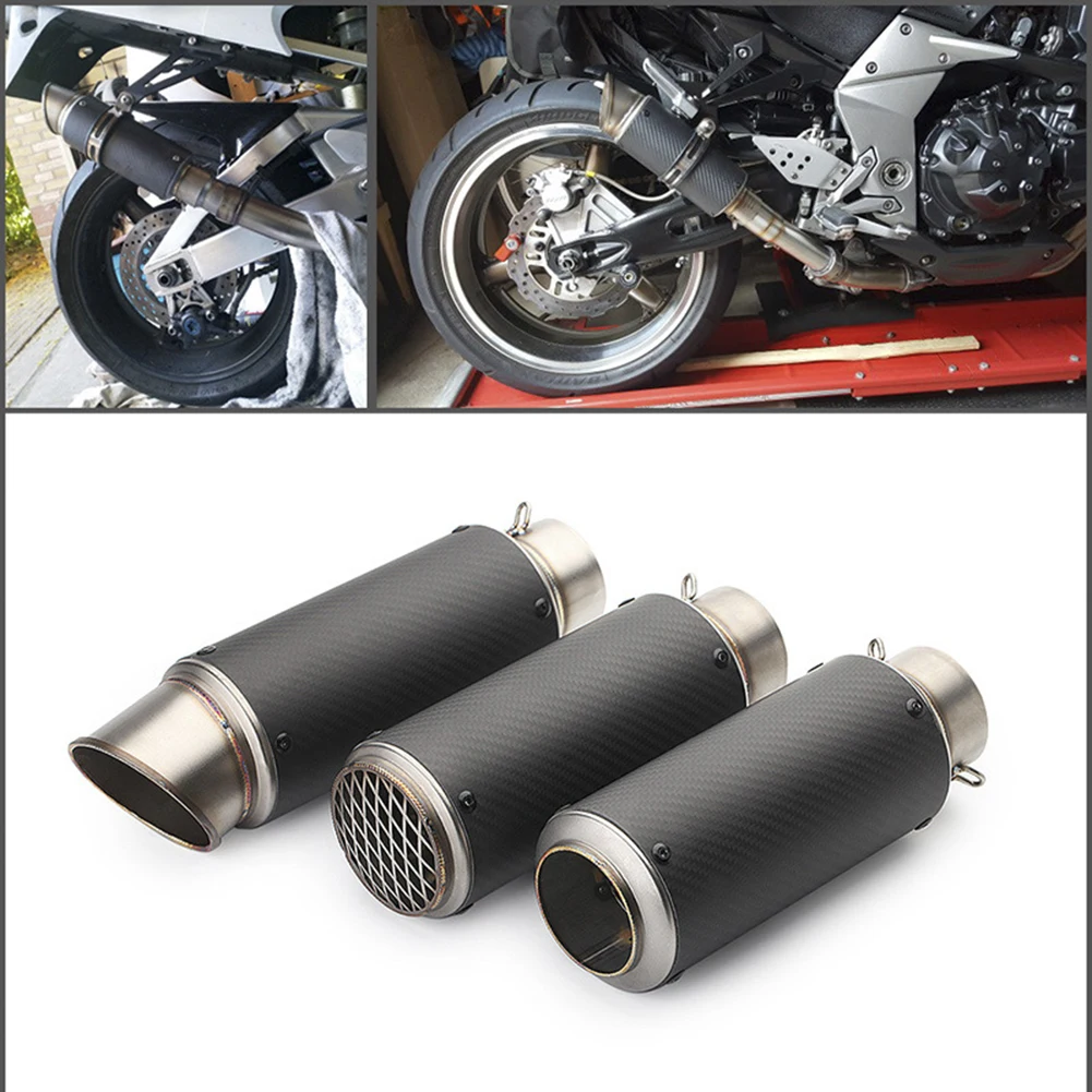 Труба глушителя мотоцикла, накладные глушители, выхлопные трубы с рисунком из углеродного волокна, подходит для 51-60 мм скутера ATV Offroad Moto0