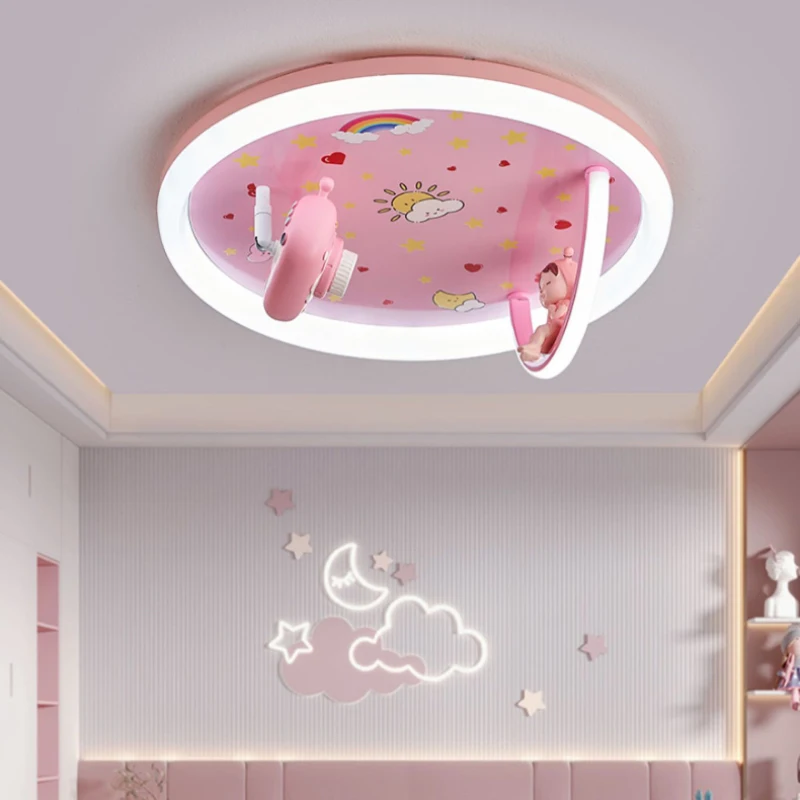 Розовая комната принцессы, Потолочные светильники для детской комнаты, Милая лампа для маленькой девочки-астронавта, Простой теплый декор для спальни для девочек, потолочные светильники2
