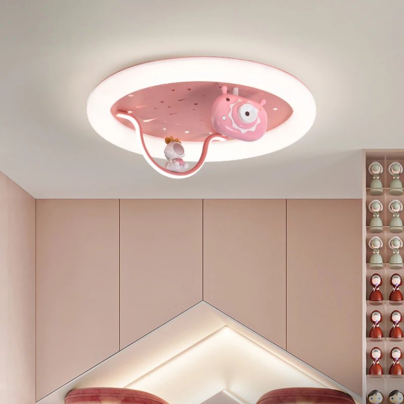 Розовая комната принцессы, Потолочные светильники для детской комнаты, Милая лампа для маленькой девочки-астронавта, Простой теплый декор для спальни для девочек, потолочные светильники3
