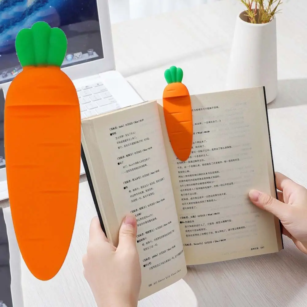 Kawaii Creative DIY Силиконовые детские подарочные школьные принадлежности Морковная закладка 3D Стерео Книжные знаки Офисные канцелярские принадлежности2