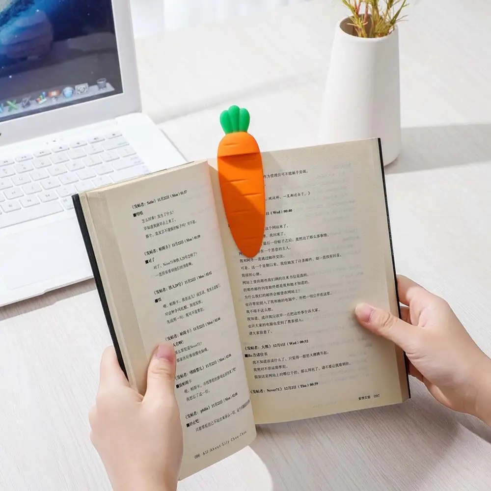 Kawaii Creative DIY Силиконовые детские подарочные школьные принадлежности Морковная закладка 3D Стерео Книжные знаки Офисные канцелярские принадлежности3