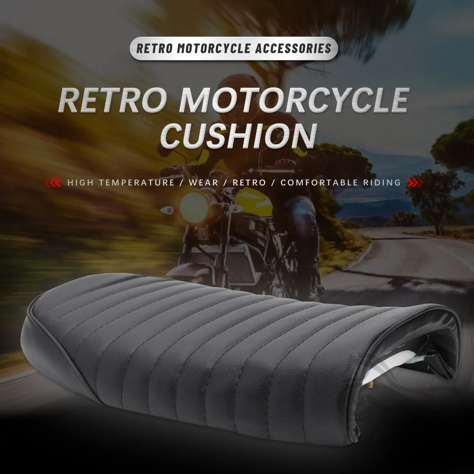Мотоцикл Black Racer Плоский для сиденья, Винтажная удобная подушка для седла с горбинкой, замена для CG125 MotorbikeHonda0