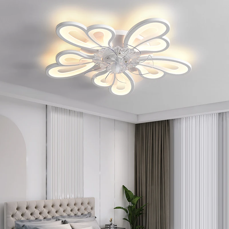 Современный светодиодный потолочный вентилятор с подсветкой для спальни, гостиной, акрилового домашнего декора, светодиодный вентилятор, современные потолочные светильники с вентиляторами2