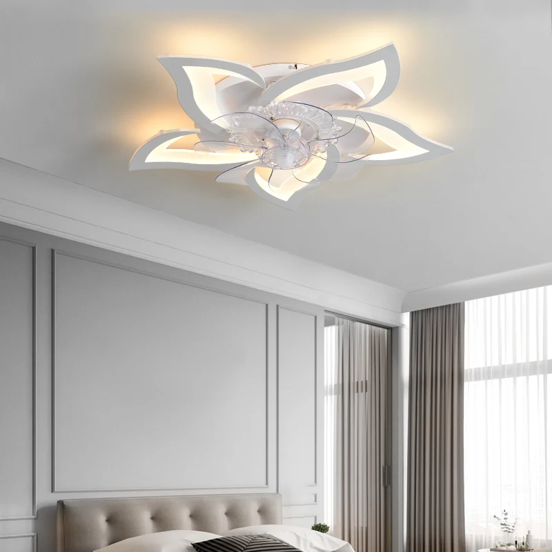 Современный светодиодный потолочный вентилятор с подсветкой для спальни, гостиной, акрилового домашнего декора, светодиодный вентилятор, современные потолочные светильники с вентиляторами4