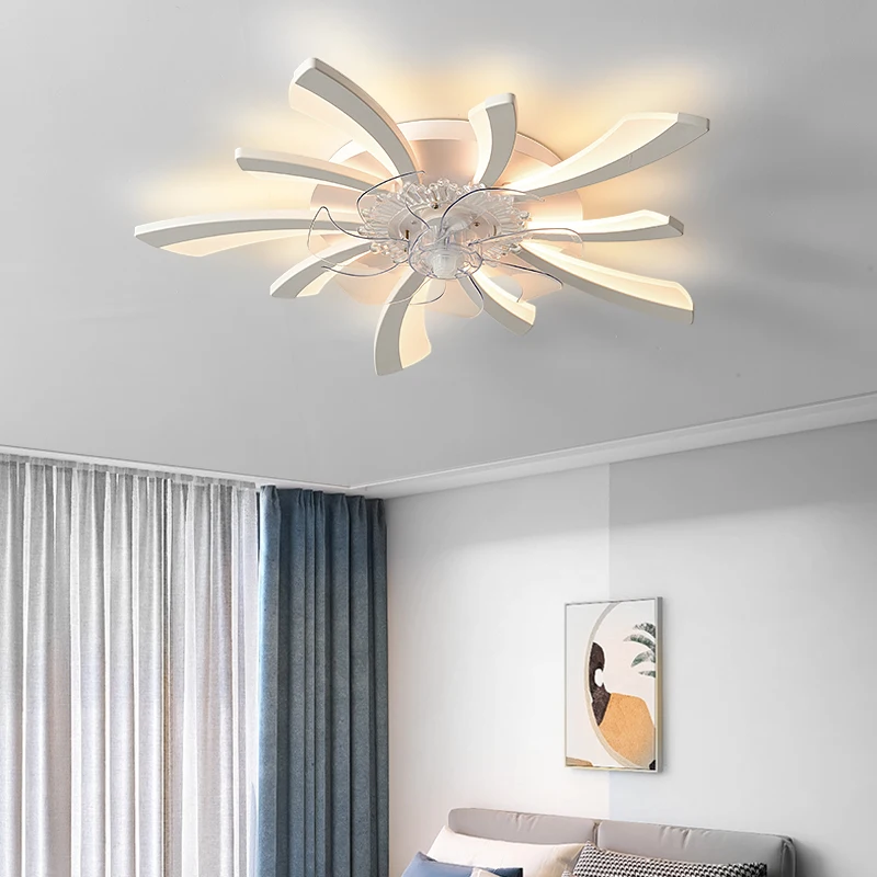 Современный светодиодный потолочный вентилятор с подсветкой для спальни, гостиной, акрилового домашнего декора, светодиодный вентилятор, современные потолочные светильники с вентиляторами5