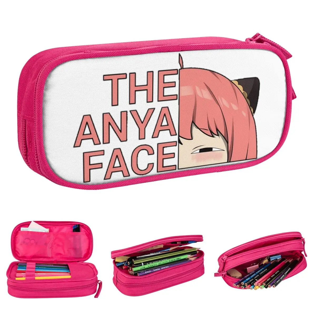 Модные Милые Пеналы Anya Face Spy X Family Manga, Чехол для Карандашей, Ручка для Студентов, Сумка Большой Емкости, Школьные Подарки Для Студентов0