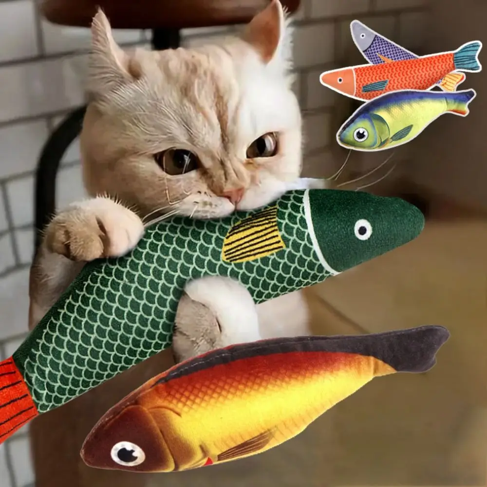 Плюшевая имитирующая рыбу игрушка для кошек, устойчивая к укусам, реалистичная кошка-рыба, Плюшевая подушка, Мягкая имитирующая рыбу для кошек, играющая в игрушку0