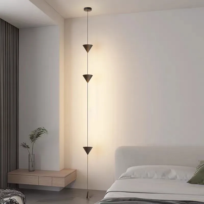 Скандинавский черно-белый подвесной светильник в виде конуса, удлиненный линейный подвесной светильник для спальни, прикроватной тумбочки, декора столовой, мини-светильника в прихожей2