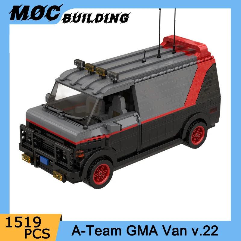 Строительные блоки MOC, классические автомобили 1980-х, модель A-Team GMA Van V.22, Транспортные средства, сборка кирпичей, образовательная коллекция игрушек, подарки0