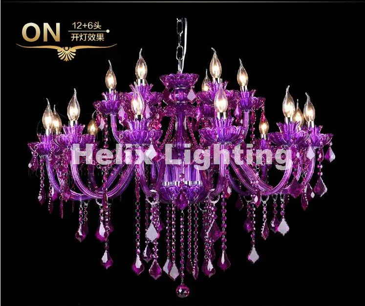 Роскошная фиолетовая роскошная люстра LED 6/8/12 + 6L Дизайн Фиолетовая хрустальная люстра Модная фиолетовая хрустальная лампа подвесное освещение2