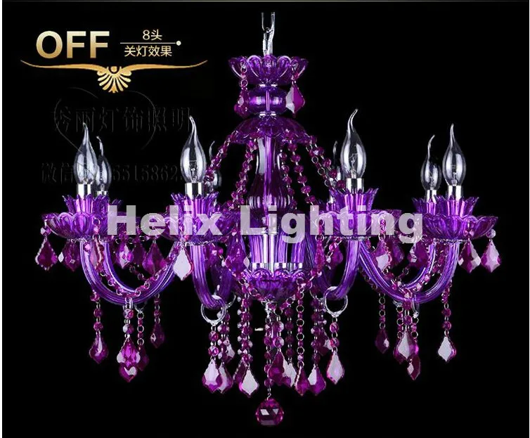 Роскошная фиолетовая роскошная люстра LED 6/8/12 + 6L Дизайн Фиолетовая хрустальная люстра Модная фиолетовая хрустальная лампа подвесное освещение4