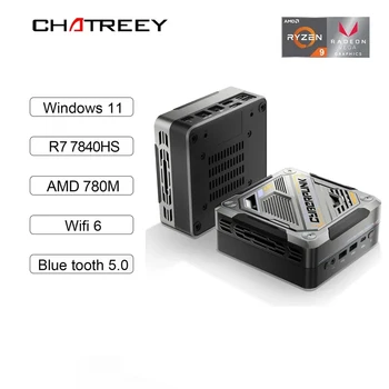 Мини-ПК Chatreey AN3 R7 7840HS 780M с красочным освещением Игровой настольный компьютер Wifi6 BT 5.0