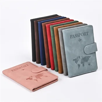 Держатель для паспорта с карманом для денег и отделениями для карт, мужской Женский бумажник для паспорта, RFID-блокирующая Обложка для паспорта