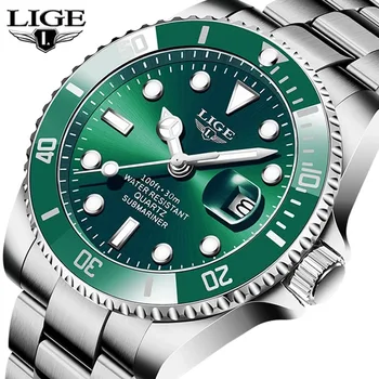 Модные Популярные мужские часы LIGE Кварцевые трехконтактные наручные часы из нержавеющей стали Оригинальные часы Smartwatches