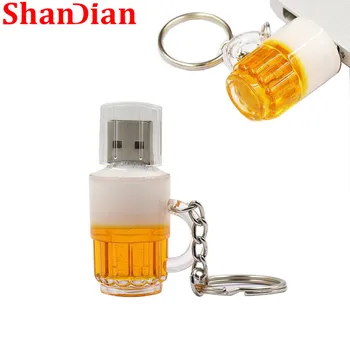 Брелок для ключей SHANDIAN Beer USB Flash Drive 32 ГБ 16 ГБ 8 ГБ 4 ГБ флэш-карта памяти USB 2.0 U Stick