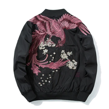 Мужская куртка-бомбер с вышивкой Phoenix Sukajan, женское пальто в стиле хип-хоп, бейсбольное пальто с вышивкой в Японии, уличная одежда 2023 Весна