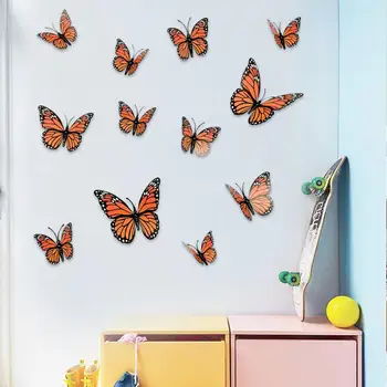 Украшение в виде бабочки, изысканные объемные наклейки с бабочками, украшения для дома, свадьбы, вечеринки на Хэллоуин, настенное искусство