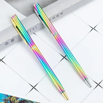 20 штук градиентной металлической шариковой ручки, Милые вращающиеся шариковые ручки, деловая ручка, офисные школьные принадлежности для письма