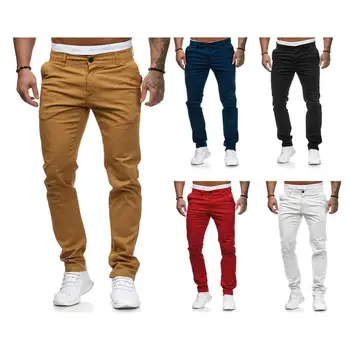 Повседневные брюки, приталенные, со средней талией, мужские брюки-карандаш, дышащие, мягкие, длиной до щиколоток, с тонкими карманами для повседневного стиля, приталенные.