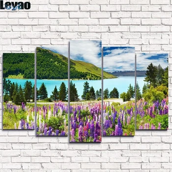 5 шт./компл. Цветочные пейзажи Горного озера, сделай сам, 5D Алмазная живопись, полный мозаичный пейзаж, Картина с алмазной вышивкой, домашний декор