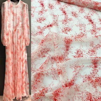 Европейский классический стиль Модный узор Красочный Великолепный Цветок Шелковая ткань Легкая Роскошная темпераментная одежда Юбка Рубашка ткань