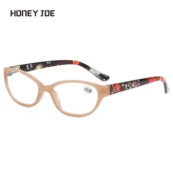 Винтажные квадратные очки для чтения с цветочным рисунком, Женские овальные очки с цветочным рисунком 