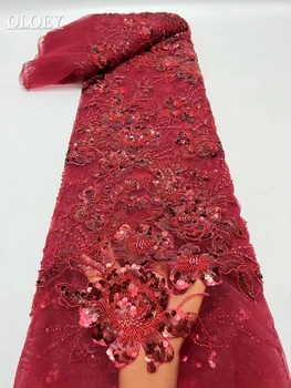 Высококачественная роскошная вышивка жениха, кружевная ткань для подиума, африканская нигерийская ткань с блестками Для свадебного платья