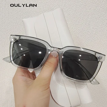 Солнцезащитные очки Oulylan Rectangle Для женщин 2023, Роскошные Градиентные Розовые Солнцезащитные очки, Женские дизайнерские очки с полыми висками, оттенок UV400