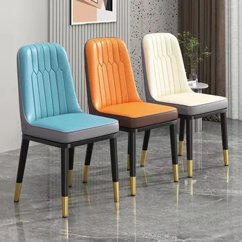 Роскошные и простые обеденные столы и стулья в скандинавском стиле, бытовая металлическая кожаная мягкая сумка, кресло для отдыха, стул для взрослых, столовая в отеле