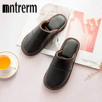 Mntrerm/ Зимняя обувь, нескользящие износостойкие кожаные тапочки с сухожильной подошвой, оптовая продажа с фабрики, домашние теплые кожаные тапочки для мужчин