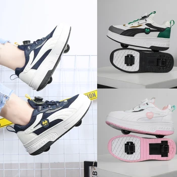 Новые удобные детские роликовые коньки, Весенняя уличная обувь, Роликовые коньки для мальчиков и девочек, кроссовки, популярная повседневная обувь T2302