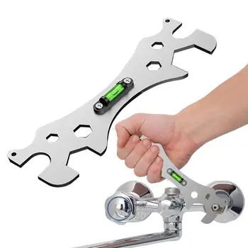Ключ для смесителя для душа с уровнем Многофункциональные ключи для выравнивания изогнутых углов Портативный ключ для ремонта ванной комнаты Линейка для разметки