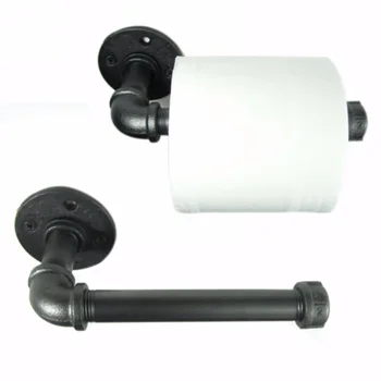 Держатель для туалетной бумаги из черной железной трубы в промышленном ретро стиле, держатели для туалетной бумаги, настенный роликовый держатель для ванной комнаты в отеле