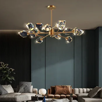 Новый современный светильник, Роскошная медная хрустальная люстра, лампа для гостиной, столовой, постмодернистский минимализм в скандинавском стиле