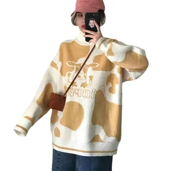 Корейская версия свободного дикого свитера для студенток, тренд 2021, осенне-зимний свитер, пуловер, новый милый пуловер, свитер