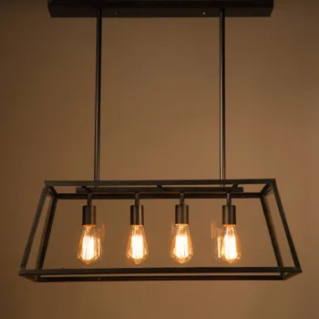 Светодиодный подвесной светильник Винтажный фонарь в стиле Лофт Подвесная лампа Регулируемый по Высоте Железный светильник для кухни ресторана Черный Свет