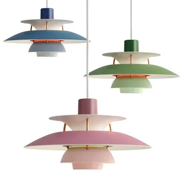 Скандинавский многоцветный подвесной светильник для обеденного стола, Датская алюминиевая потолочная люстра, подвесные светильники для спальни