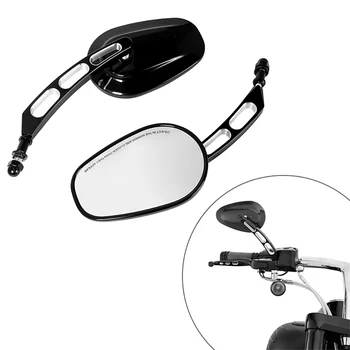Боковые зеркала заднего вида с черной окантовкой для Harley Sportster Softail Touring Dyna