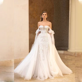 Wedding Dress Popular свадебное платье из двух ч Lace Dresses Backless Custom Made Formal Bridal Grown detachable train Vestidos