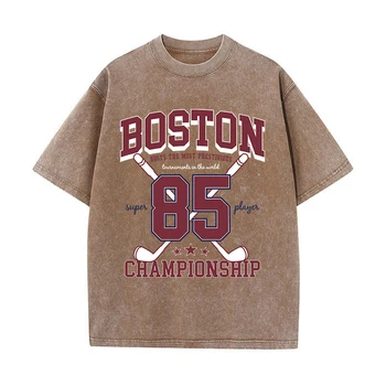 Футболка с принтом чемпионата Бостона 85 игроков, мужские хлопковые футболки оверсайз, уличная одежда, винтажные топы, мужская одежда в стиле хип-хоп