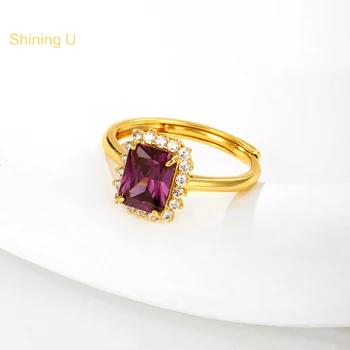 Винтажное кольцо с имитацией U-образного камня для женщин с квадратными камнями, открытое кольцо, модные украшения