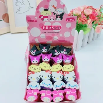 Sanrio 24шт Ластик Hello Kitty Melody Kuromi Cinnamorroll Милые Креативные Подарки Для Учеников Детского Сада В Штучной Упаковке Студенческие Канцелярские Принадлежности